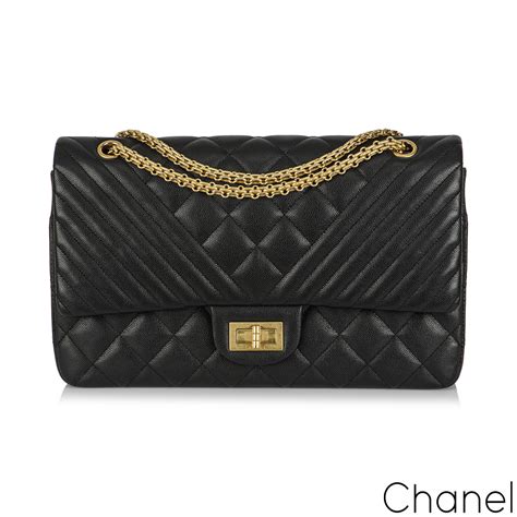 chanel 2.55 vintage black caviar|Black 2.55 Reissue Quilted Matte Caviar Leather 225 Flap Bag.